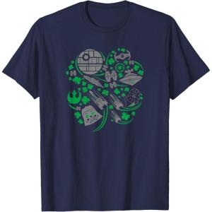 imageStar Wars Icons Lucky Green 4Leaf Clover St Patricks Day TShirtNavy Blue