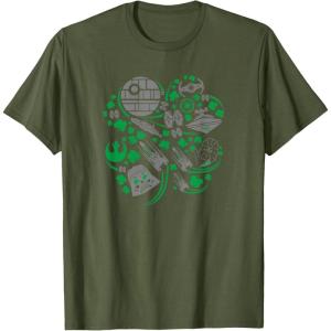 imageStar Wars Icons Lucky Green 4Leaf Clover St Patricks Day TShirtOlive Green