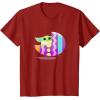 imageStar Wars The Mandalorian Grogu in Cute Pastel Easter Egg TShirtCranberry Red