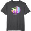 imageStar Wars The Mandalorian Grogu in Cute Pastel Easter Egg TShirtDark Heather Grey