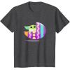 imageStar Wars The Mandalorian Grogu in Cute Pastel Easter Egg TShirtDark Heather Grey