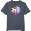 imageStar Wars The Mandalorian Grogu in Cute Pastel Easter Egg TShirtHeather Blue