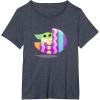 imageStar Wars The Mandalorian Grogu in Cute Pastel Easter Egg TShirtHeather Blue