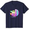 imageStar Wars The Mandalorian Grogu in Cute Pastel Easter Egg TShirtNavy Blue