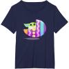 imageStar Wars The Mandalorian Grogu in Cute Pastel Easter Egg TShirtNavy Blue