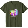 imageStar Wars The Mandalorian Grogu in Cute Pastel Easter Egg TShirtOlive Green