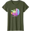 imageStar Wars The Mandalorian Grogu in Cute Pastel Easter Egg TShirtOlive Green
