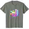 imageStar Wars The Mandalorian Grogu in Cute Pastel Easter Egg TShirtOlive Heather