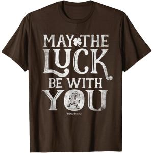 imageStar Wars R2D2 May The Luck Be With You St Patricks Day TShirtBrown
