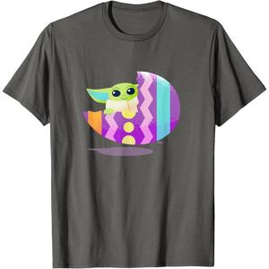 imageStar Wars The Mandalorian Grogu in Cute Pastel Easter Egg TShirtAsphalt Grey
