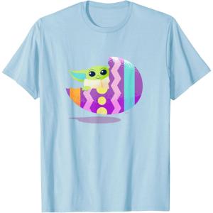 imageStar Wars The Mandalorian Grogu in Cute Pastel Easter Egg TShirtBaby Blue
