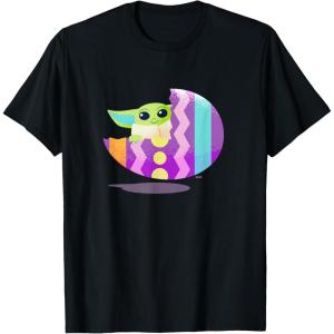 imageStar Wars The Mandalorian Grogu in Cute Pastel Easter Egg TShirtBlack