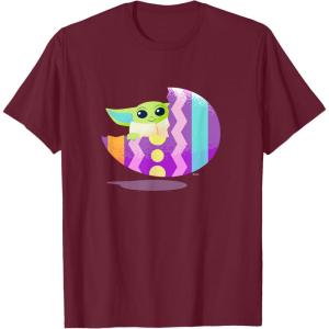 imageStar Wars The Mandalorian Grogu in Cute Pastel Easter Egg TShirtBurgundy