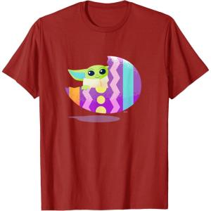 imageStar Wars The Mandalorian Grogu in Cute Pastel Easter Egg TShirtCranberry Red