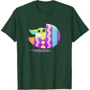imageStar Wars The Mandalorian Grogu in Cute Pastel Easter Egg TShirtDark Green
