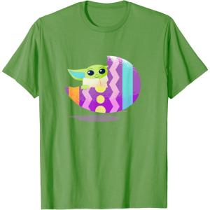 imageStar Wars The Mandalorian Grogu in Cute Pastel Easter Egg TShirtGrass Green