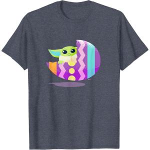 imageStar Wars The Mandalorian Grogu in Cute Pastel Easter Egg TShirtHeather Blue