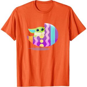imageStar Wars The Mandalorian Grogu in Cute Pastel Easter Egg TShirtOrange
