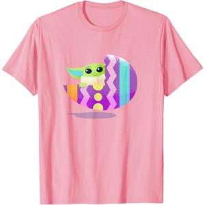 imageStar Wars The Mandalorian Grogu in Cute Pastel Easter Egg TShirtPink