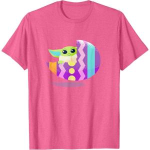 imageStar Wars The Mandalorian Grogu in Cute Pastel Easter Egg TShirtPink Heather