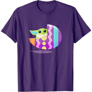 imageStar Wars The Mandalorian Grogu in Cute Pastel Easter Egg TShirtPurple