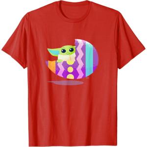 imageStar Wars The Mandalorian Grogu in Cute Pastel Easter Egg TShirtRed