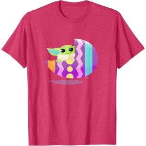 imageStar Wars The Mandalorian Grogu in Cute Pastel Easter Egg TShirtRed Heather