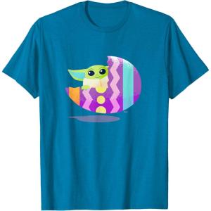 imageStar Wars The Mandalorian Grogu in Cute Pastel Easter Egg TShirtSapphire Blue