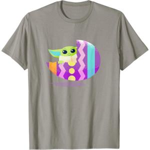 imageStar Wars The Mandalorian Grogu in Cute Pastel Easter Egg TShirtSlate Grey