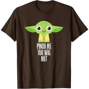 imageStar Wars Yoda Pinch Me You Will Not St Patricks Day TShirtBrown