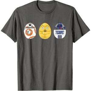 imageStar Wars R2D2 C3PO BB8 Cute Easter Egg Droids TShirtAsphalt Grey