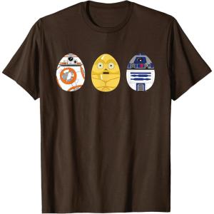 imageStar Wars R2D2 C3PO BB8 Cute Easter Egg Droids TShirtBrown