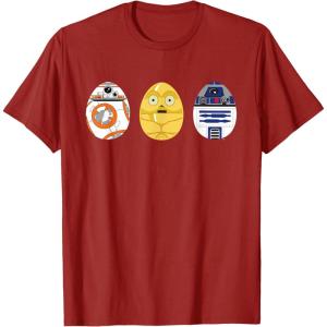 imageStar Wars R2D2 C3PO BB8 Cute Easter Egg Droids TShirtCranberry Red