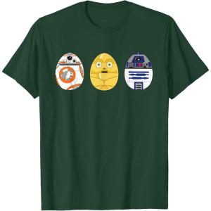 imageStar Wars R2D2 C3PO BB8 Cute Easter Egg Droids TShirtDark Green