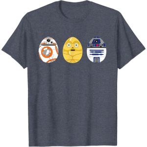 imageStar Wars R2D2 C3PO BB8 Cute Easter Egg Droids TShirtHeather Blue