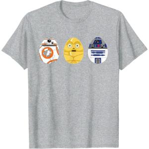 imageStar Wars R2D2 C3PO BB8 Cute Easter Egg Droids TShirtHeather Grey