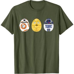 imageStar Wars R2D2 C3PO BB8 Cute Easter Egg Droids TShirtOlive Green