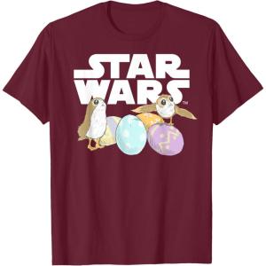 imageStar Wars The Last Jedi Easter Egg Porgs TShirtBurgundy