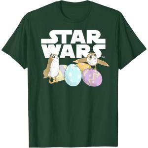 imageStar Wars The Last Jedi Easter Egg Porgs TShirtDark Green
