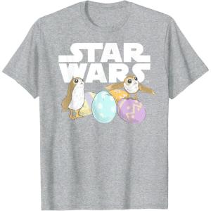 imageStar Wars The Last Jedi Easter Egg Porgs TShirtHeather Grey