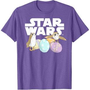 imageStar Wars The Last Jedi Easter Egg Porgs TShirtPurple Heather