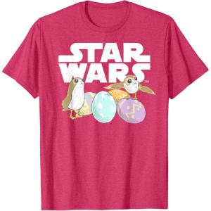 imageStar Wars The Last Jedi Easter Egg Porgs TShirtRed Heather