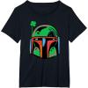 imageNEW Star Wars St Patricks Day Boba Fett Helmet Lucky Clover TShirtBlack