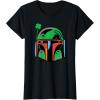 imageNEW Star Wars St Patricks Day Boba Fett Helmet Lucky Clover TShirtBlack