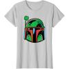 imageNEW Star Wars St Patricks Day Boba Fett Helmet Lucky Clover TShirtSilver Grey
