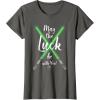 imageNEW Star Wars St Patricks Sabers May the Luck be with You TShirtAsphalt Grey