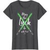 imageNEW Star Wars St Patricks Sabers May the Luck be with You TShirtDark Heather Grey