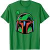 imageNEW Star Wars St Patricks Day Boba Fett Helmet Lucky Clover TShirtKelly Green