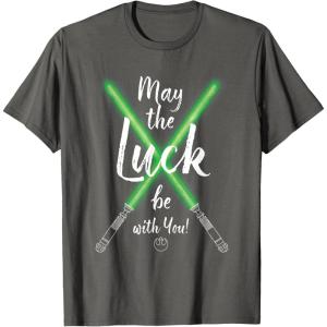 imageNEW Star Wars St Patricks Sabers May the Luck be with You TShirtAsphalt Grey