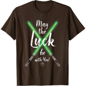 imageNEW Star Wars St Patricks Sabers May the Luck be with You TShirtBrown